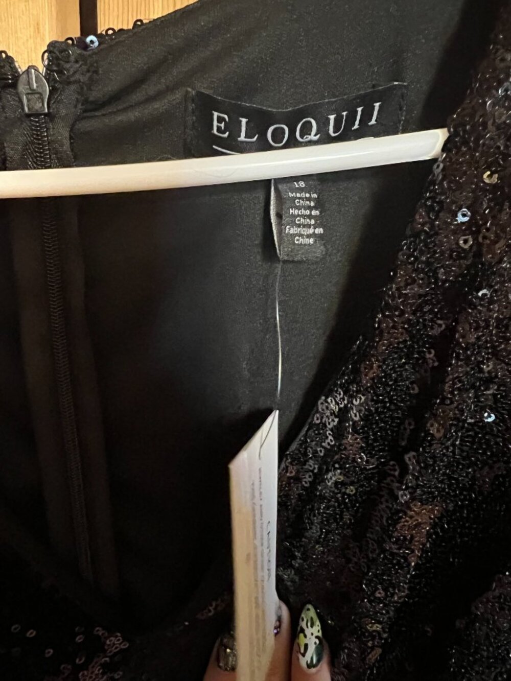 NWT Eloqui Sequin Caftan Dollman Sleeve Dress in BLACK Size 18 - Picture 3 of 4